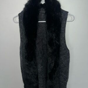 Steve Madden Charcoal Vest with Black Faux Fur